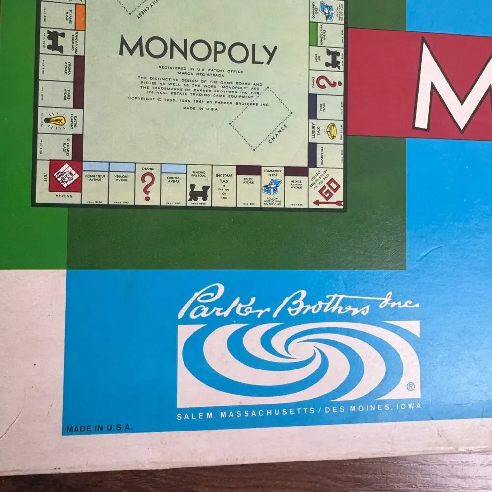 Vintage 1961 Monopoly Board Game by Parker Brothers Complete READ